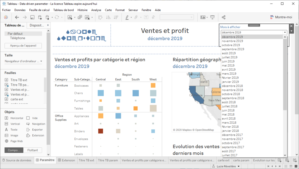 Utilisation d'un "dynamic parameter"