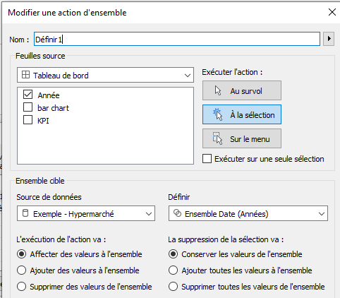 Créer 2 actions