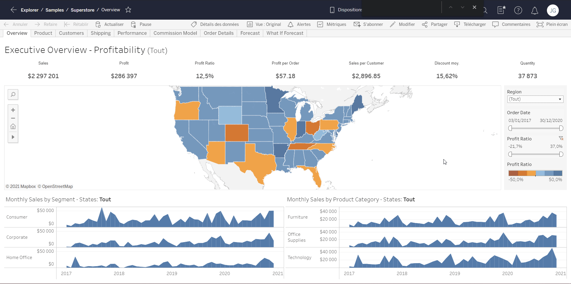Surlignage dans Tableau Server et Online 2021.1