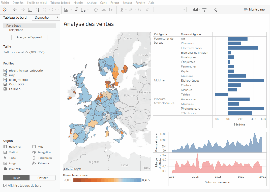 Gif de la galerie d'extension intégrée sur Tableau Desktop 2021.1