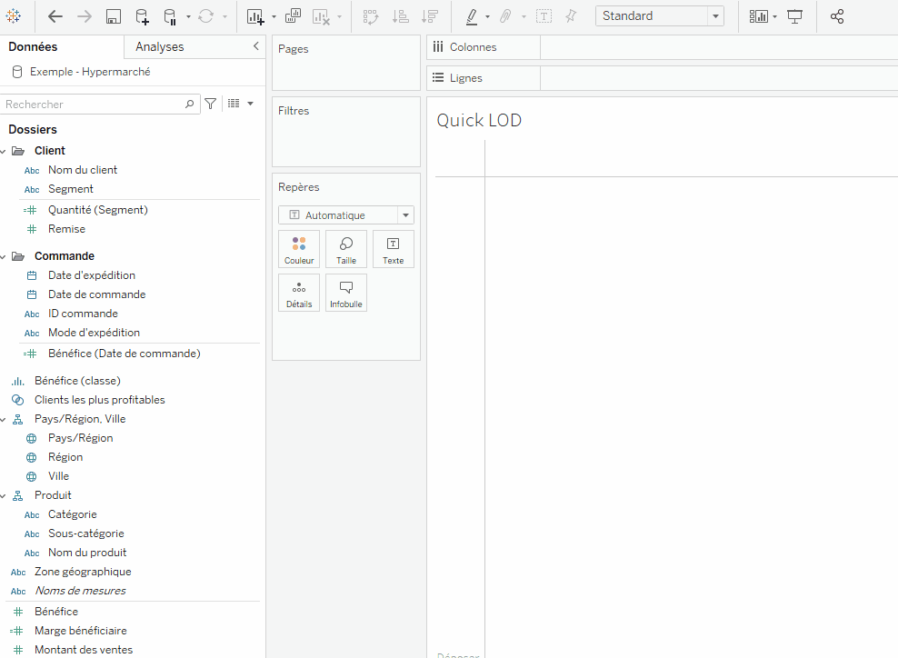 GIF de présentation de la fonctionnalité Quick LODs dans Tableau Desktop 2021.1