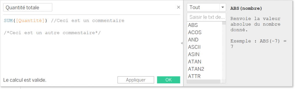 Astuces pour un champs calculé sur Tableau