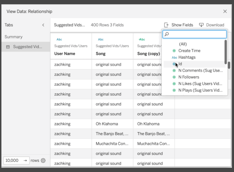 View Data Tableau Desktop 2022.1