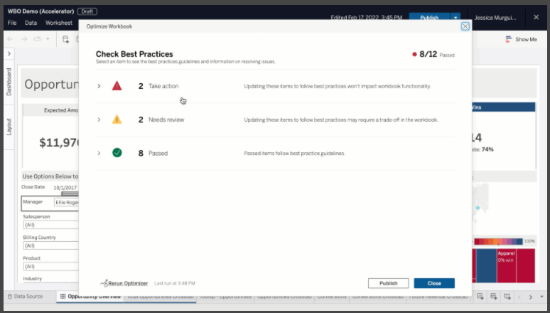 Workbook Optimizer Tableau Desktop 2022.1